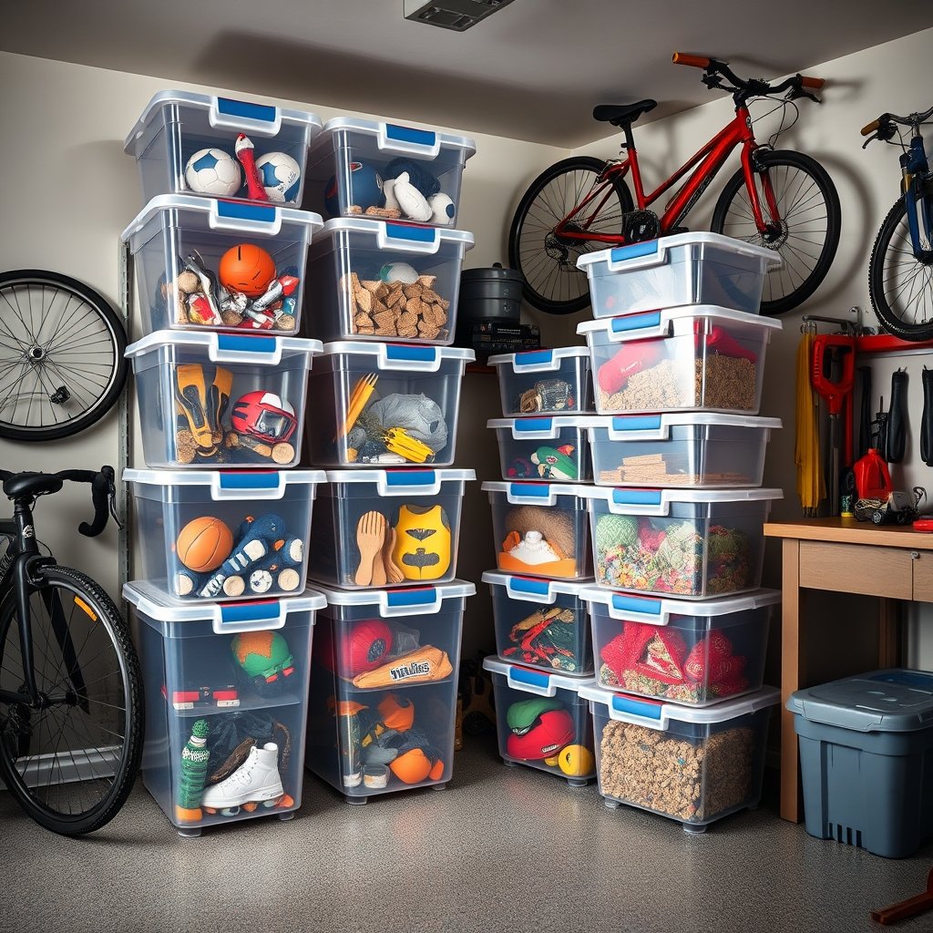 stackable bins in action